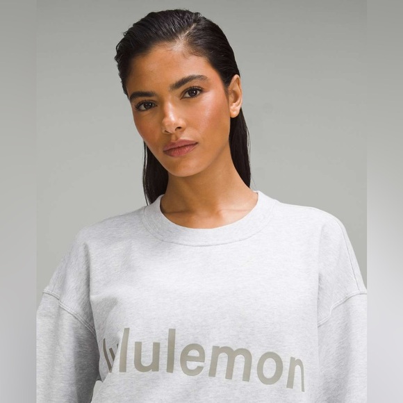 Lululemon Oversized Gray Logo Sweatshirt long sleeves crew neck sport lounge 16 - Picture 5 of 13